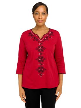 Alfred Dunner® Empire State Scroll Embroidery Knit Top