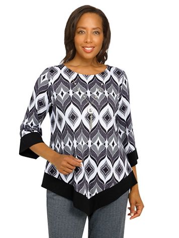 Alfred Dunner® Empire State Geo-Print Texture Top - Image 5 of 5