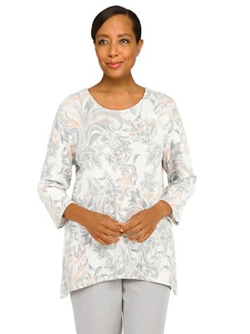 Alfred Dunner® Stonehenge Scroll Print Texture Knit Top - Image 1 of 4