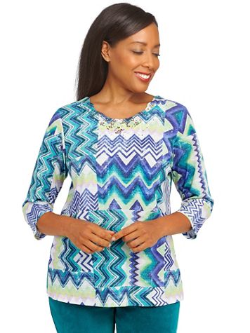 Alfred Dunner® The Big Easy Chevron Knit Top - Image 1 of 4