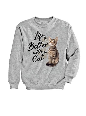 Life Better Cat Graphic Sweatshirt - Image 1 of 6