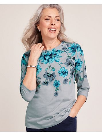 Floral Border Knit Top - Image 1 of 3