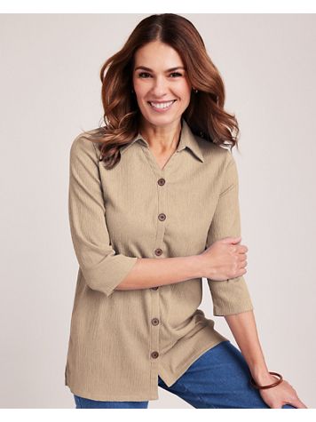 Textured Button Front Tunic - Image 1 of 10