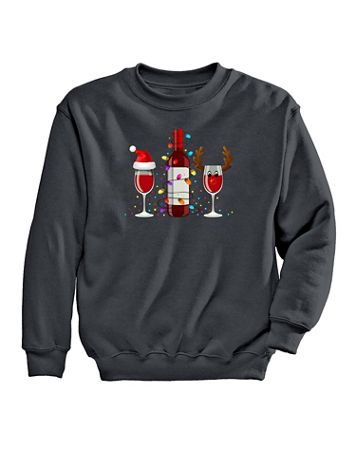 Christmas Wine Graphic Sweatshirt - Image 1 of 1