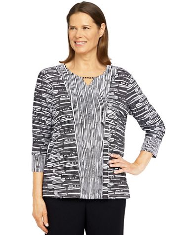 Alfred Dunner® Theater District Spliced Texture Knit Top - Image 5 of 5