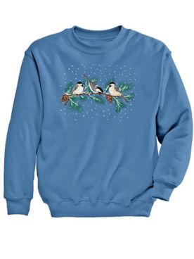 Chickadee Pine Graphic Sweatshirt