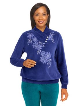 Alfred Dunner® The Big Easy Velour Floral Embroidered Top