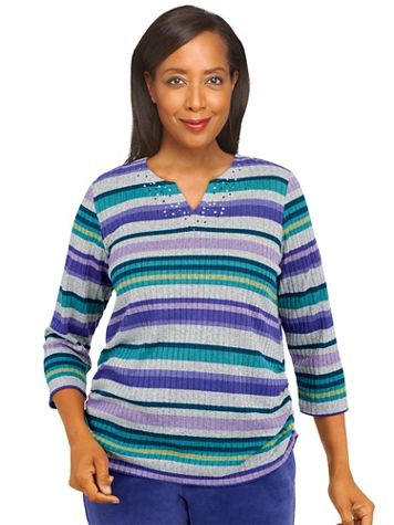 Alfred Dunner® The Big Easy Ruched Detail Knit Top - Image 1 of 5