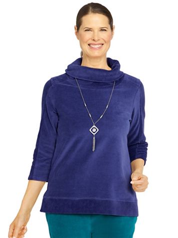 Alfred Dunner® The Big Easy Velour Top with Necklace - Image 1 of 7