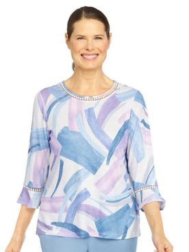 Alfred Dunner® Victoria Falls Abstract Brushstroke Print Top