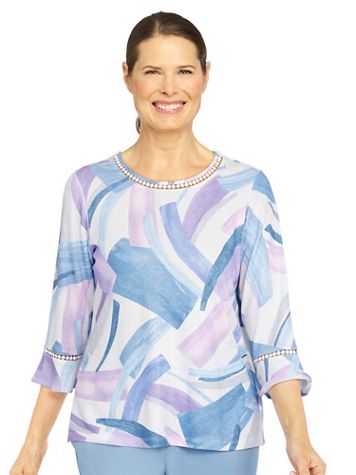 Alfred Dunner® Victoria Falls Abstract Brushstroke Print Top - Image 6 of 6
