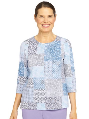 Alfred Dunner® Victoria Falls Monotone Print Knit Top - Image 1 of 5