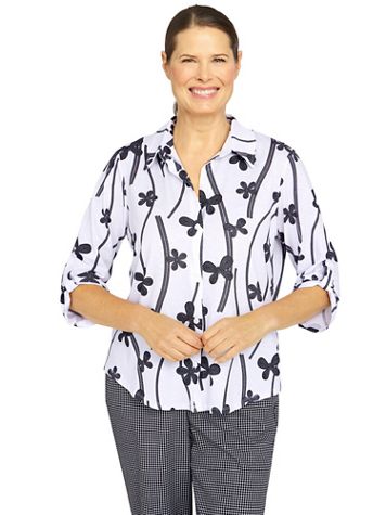Alfred Dunner® Checking In Abstract Floral Knit Shirt - Image 1 of 1