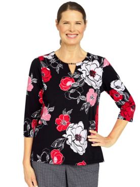 Alfred Dunner® Checking In Large Floral Print Top