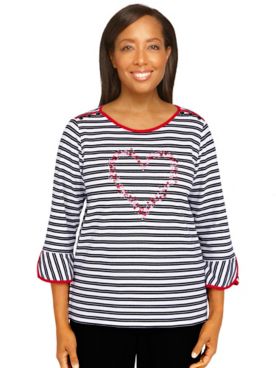 Alfred Dunner® Checking In Embroidered Heart Top