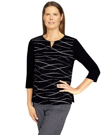 Alfred Dunner® Checking In Embellished Knit Top - Image 2 of 2