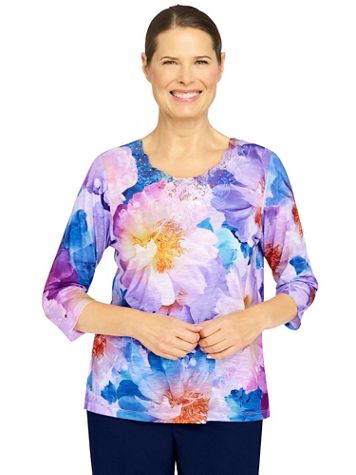 Alfred Dunner® Picture Perfect Floral Stained Glass Print Top - Image 2 of 2