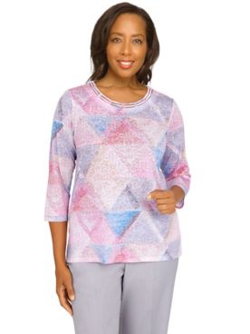 Alfred Dunner® Soft Spoken Stained Glass Print Top