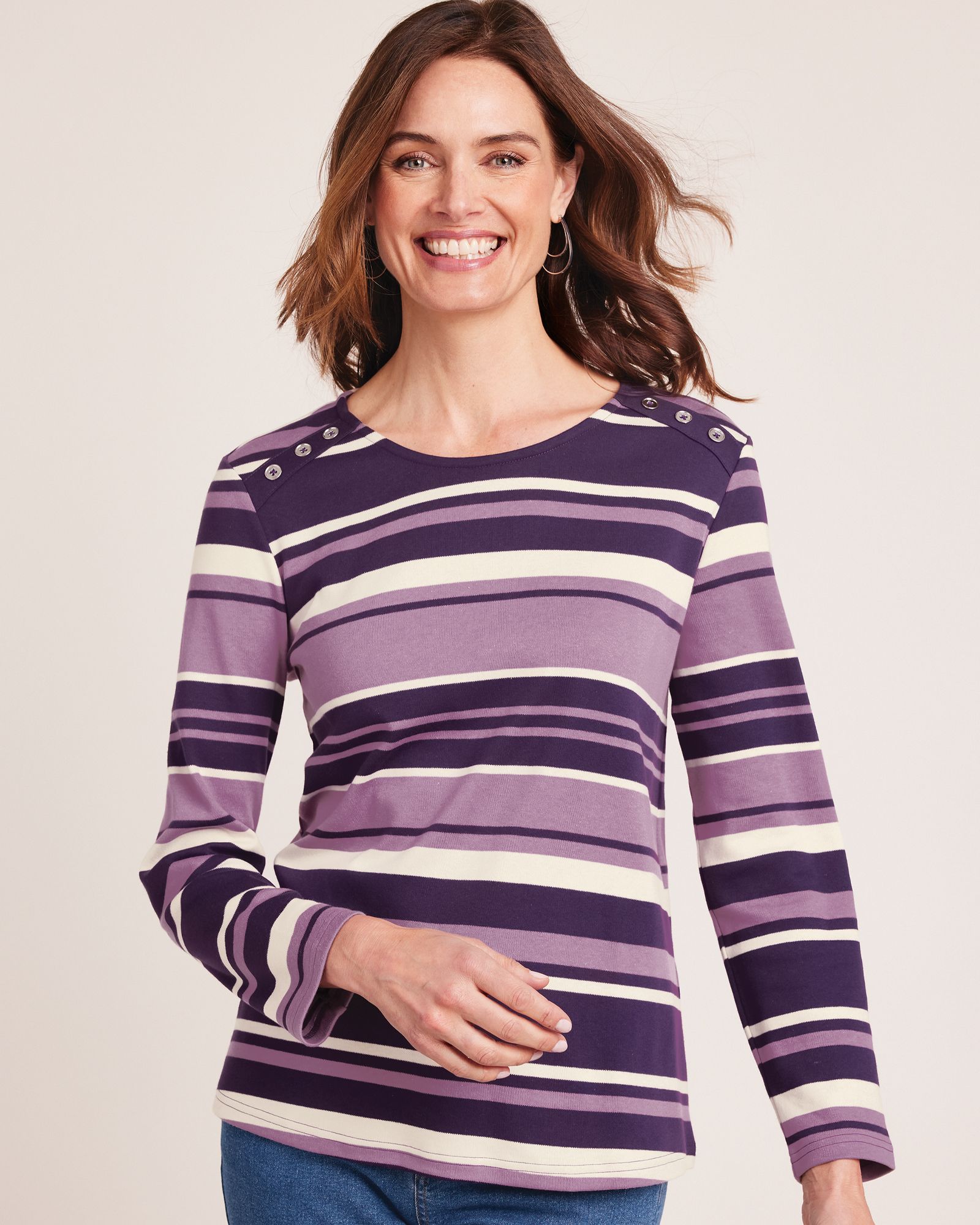 Essential Knit Long Sleeve Button Trim Top