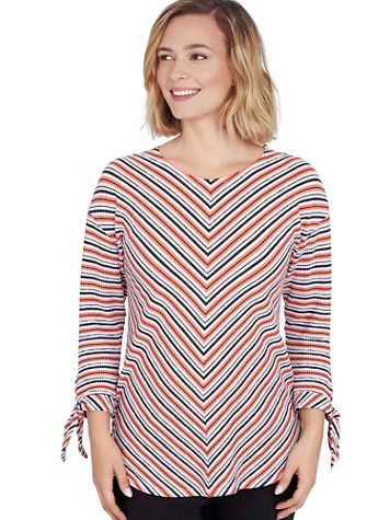 Ruby Rd® Coral Crush Mitered Stripe Top - Image 2 of 2
