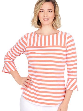 Ruby Rd® Coral Crush Flounce Sleeve Top - Image 1 of 1
