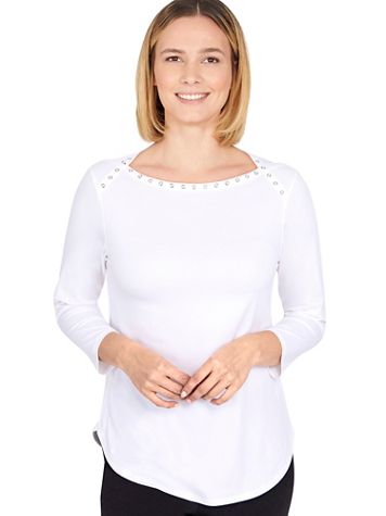 Ruby Rd® Geo Paradise Embellished Ballet Neck Top - Image 2 of 2