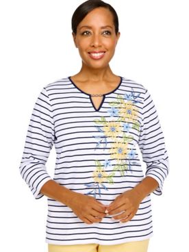 Alfred Dunner® Bright Idea Sunflower Embroidered Knit Top