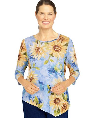 Alfred Dunner® Bright Idea Sunflower Print Top - Image 1 of 1