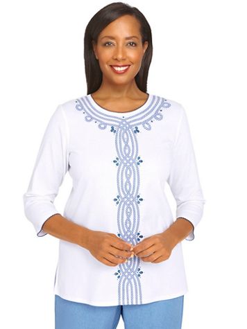 Alfred Dunner® Peace Of Mind Stripe Center Knit Top - Image 1 of 1