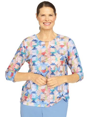 Alfred Dunner® Peace Of Mind Geometric Texture Top - Image 2 of 2
