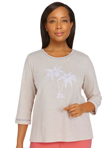 Alfred Dunner® Key Largo Palm Tree Center Embroidery Top - Image 1 of 1