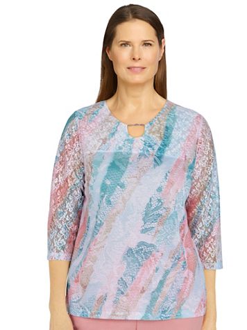 Alfred Dunner® Isle Of Capri Diagonal Lace Knit Top - Image 1 of 1
