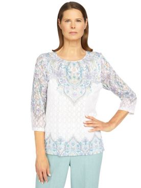 Alfred Dunner® Lady Like Medallion Floral Print Top