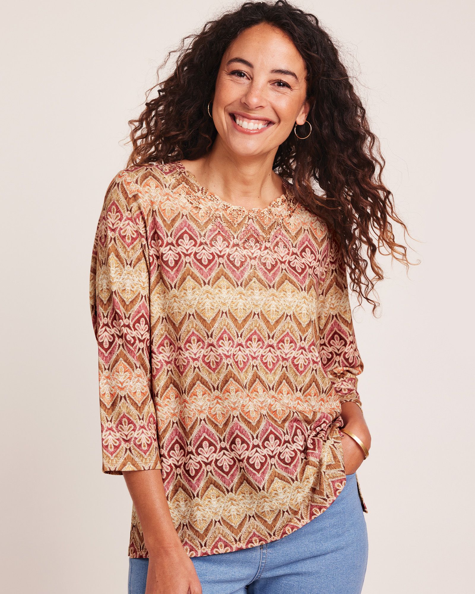 Alfred Dunner® Mulberry Street Lace Biadere Top