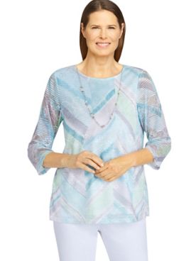 Alfred Dunner® Ladylike Chevron Lace Print Top