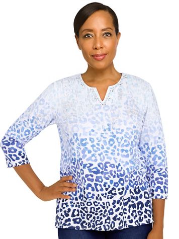 Alfred Dunner® Classic Split Neck Animal Ombre Top - Image 2 of 2