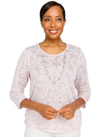 Alfred Dunner® Classic Floral Jacquard Butterfly Knit Top - Image 2 of 2