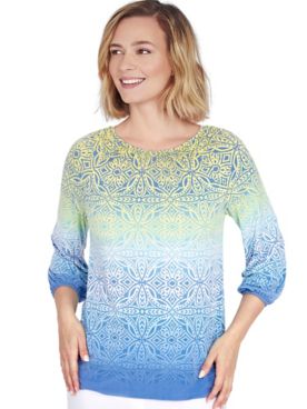 Ruby Rd® Pacific Muse Ombre Medallion Print Top