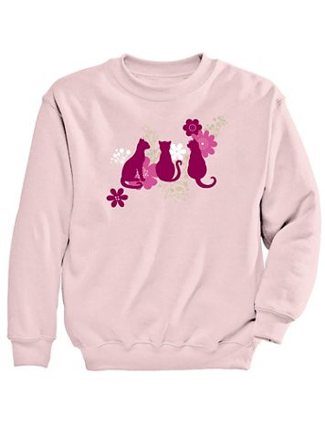 Floral Cats Graphic Sweatshirt - Image 2 of 2