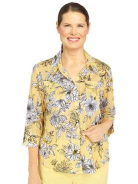 Alfred Dunner® Cool Vibrations Buttoned Neck Ombre Top
