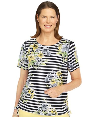 Alfred Dunner® Summer In The City Flower Bouquet Striped Tee - Image 1 of 1