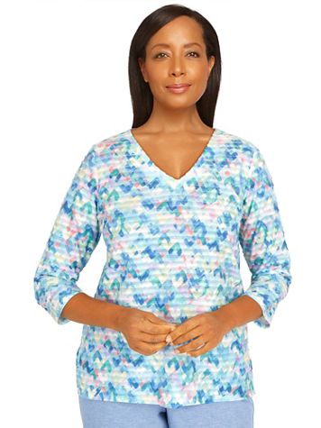 Alfred Dunner® Set Sail Abstract Texture V-Neck Top - Image 2 of 2