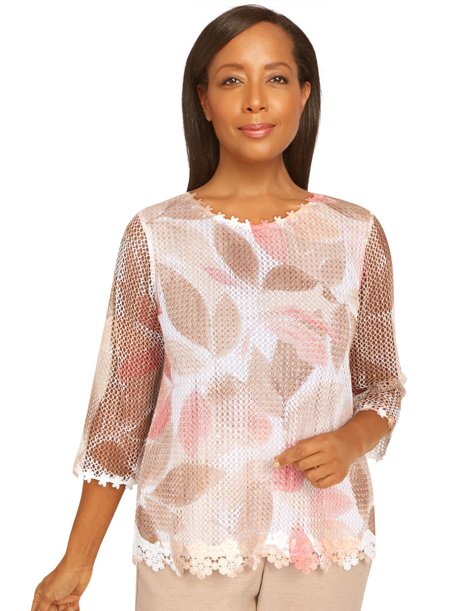 Alfred Dunner® Best Dressed Mesh Leaves Top