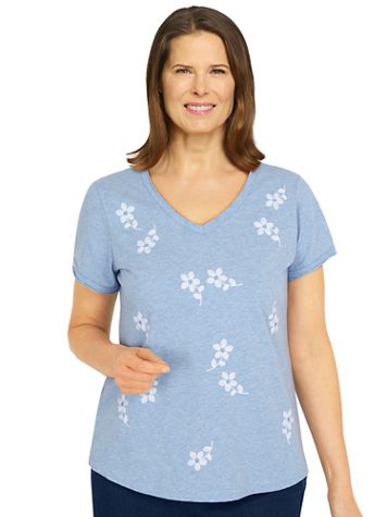 Alfred Dunner® Jean Pool Tossed Flower V-Neck Tee - Image 2 of 2