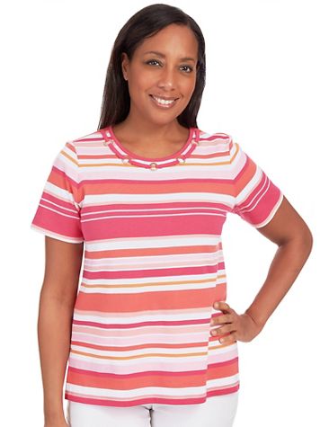 Alfred Dunner® Hot Flash Striped Ring Detail Tee - Image 2 of 2