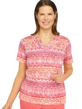 Alfred Dunner® Hot Flash Woodblock Stripe Top