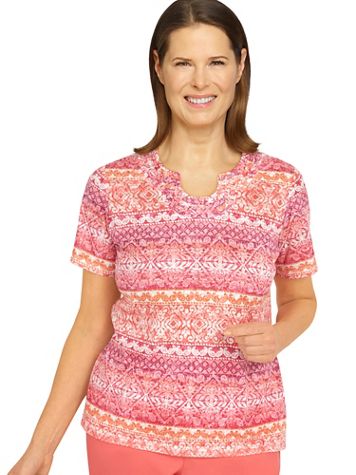 Alfred Dunner® Hot Flash Woodblock Stripe Top - Image 2 of 2