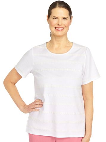 Alfred Dunner® Short and Sweet Lace Stripe Tee - Image 2 of 2