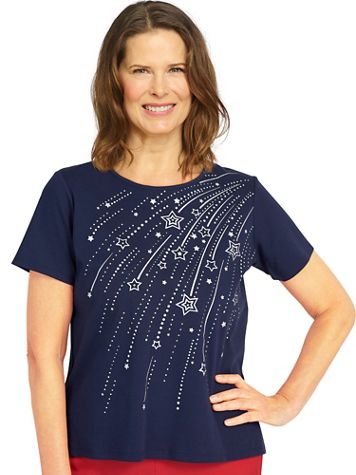 Alfred Dunner® Land Of The Free Shooting Stars Tee - Image 2 of 2