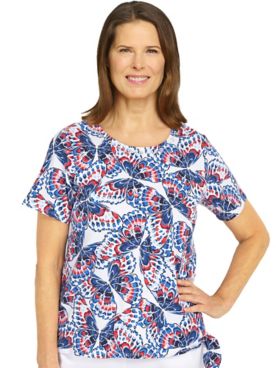 Alfred Dunner® Land Of The Free Butterfly Tie Hem Top